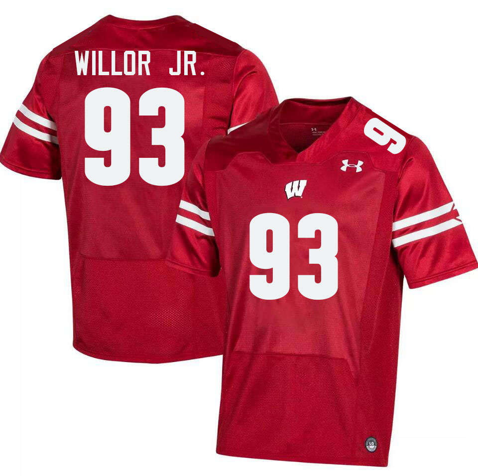 Men #93 Ernest Willor Jr. Wisconsin Badgers College Football Jerseys Stitched-Red